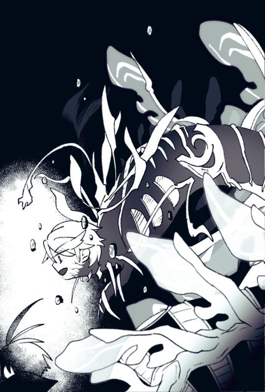 メギド体にヴィータ体の顔がついたフォルネウスの絵