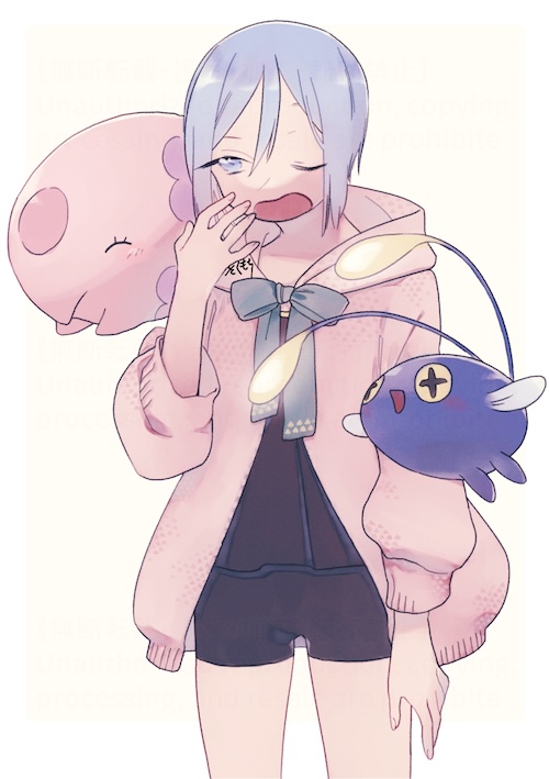 チョンチーとムンナとあくびをするフルフルのイラスト